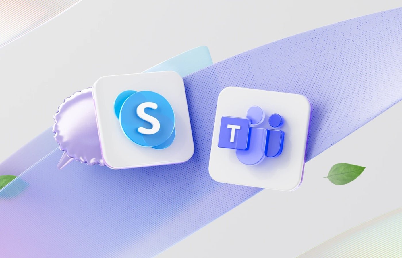 Feature graphic with logos of Skype and Microsoft Teams.